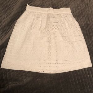White high waisted eyelit skirt